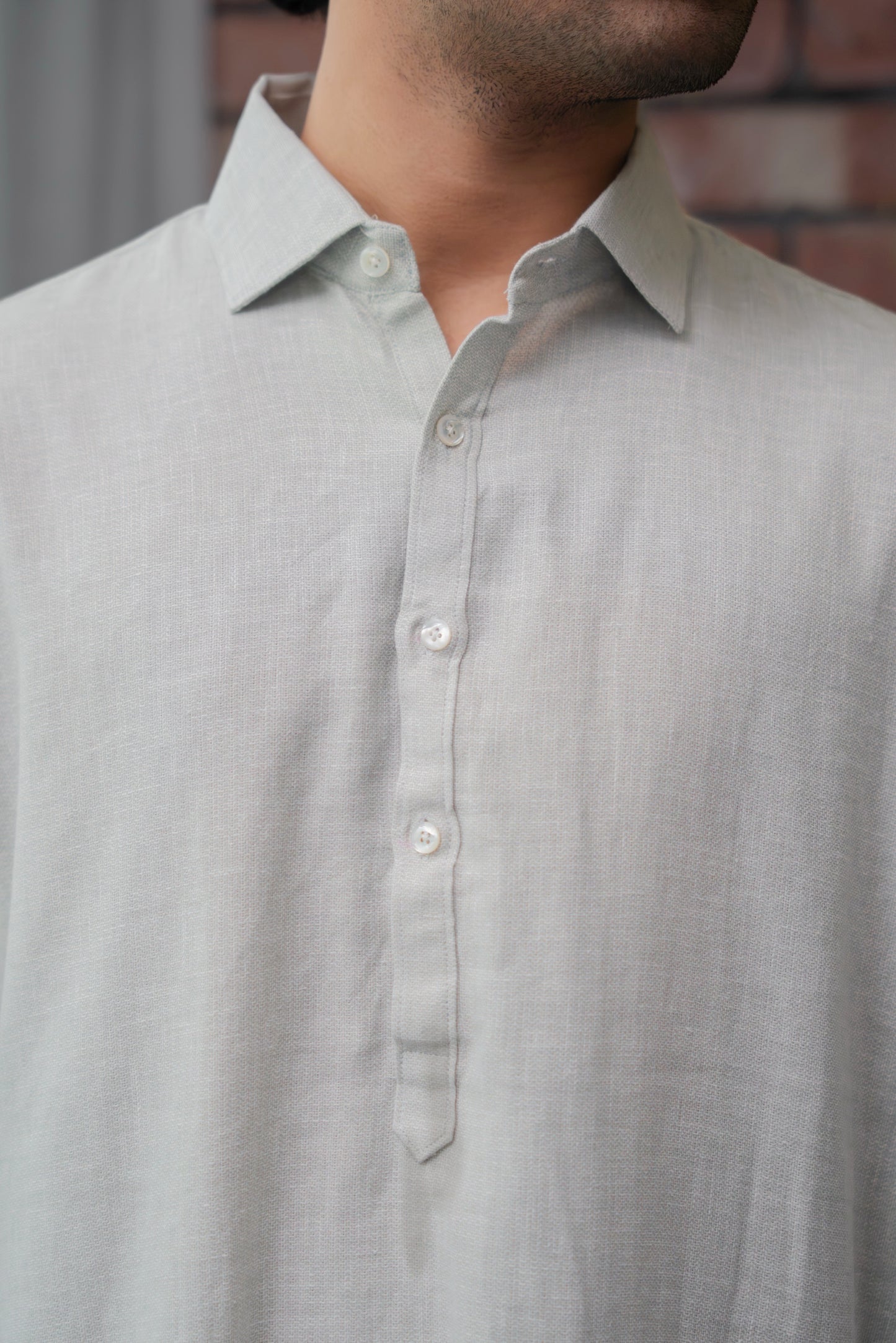 Aarib Structured Contemporary Kurta - Faded Green