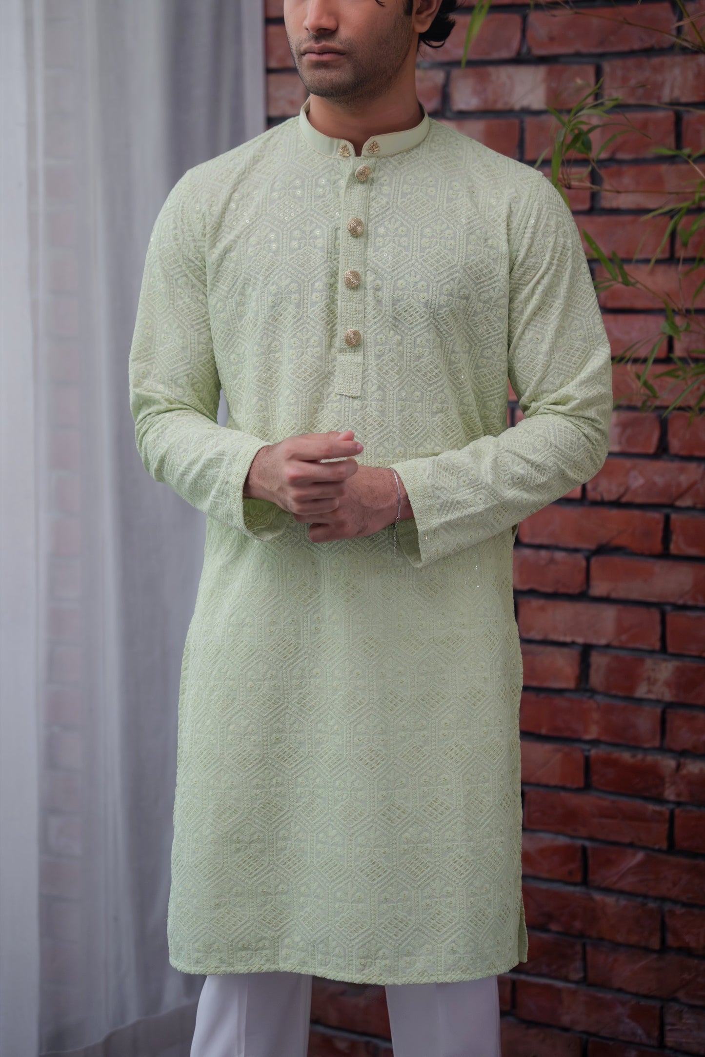 Ishaan Panjabi in Pastel Green