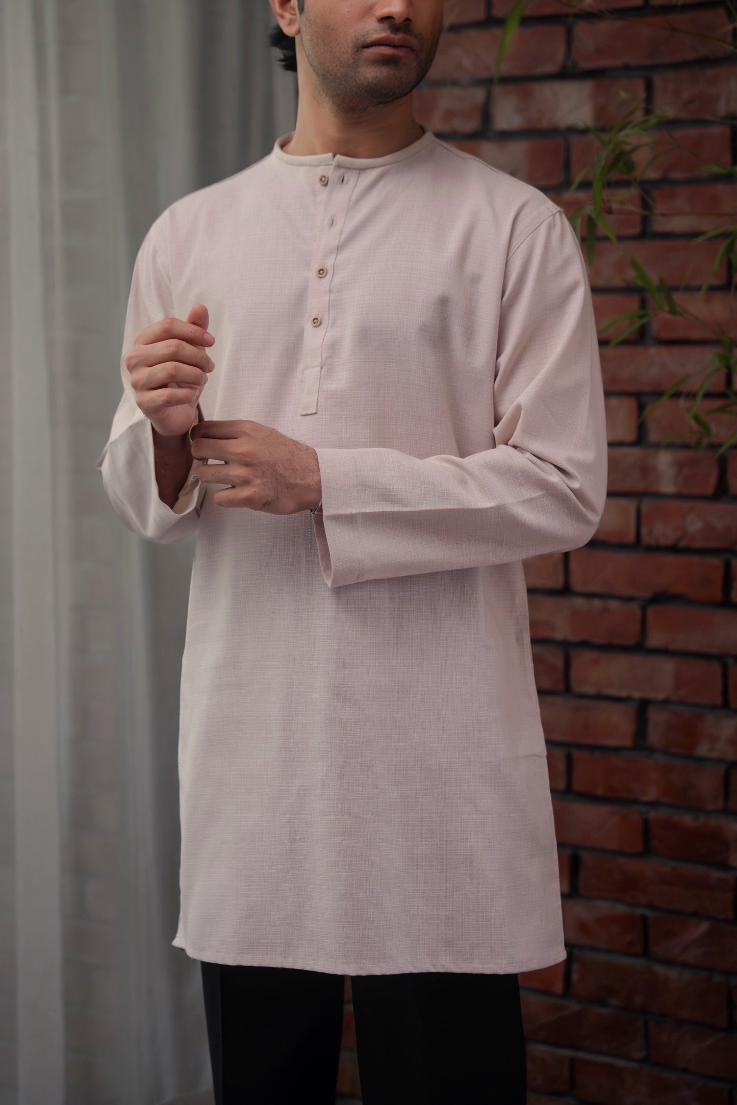 Shehzan Contemporary Panjabi In Oatmeal