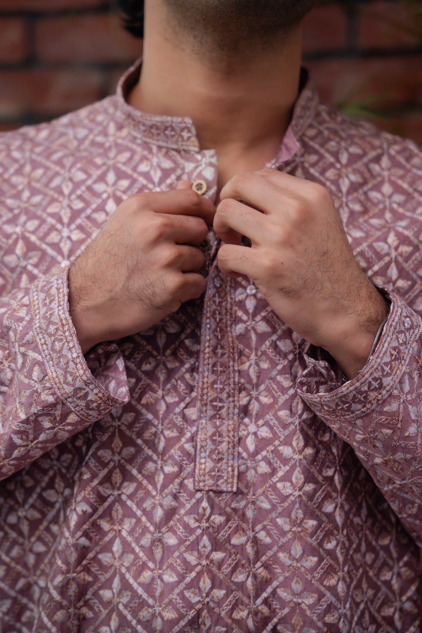 Saahir Embroidered Panjabi in Mauve Purple