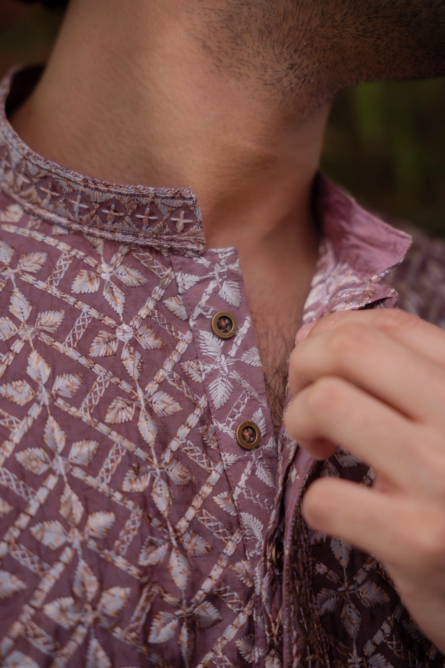 Saahir Embroidered Panjabi in Mauve Purple
