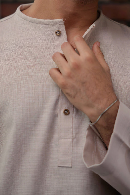 Shehzan Contemporary Panjabi In Oatmeal