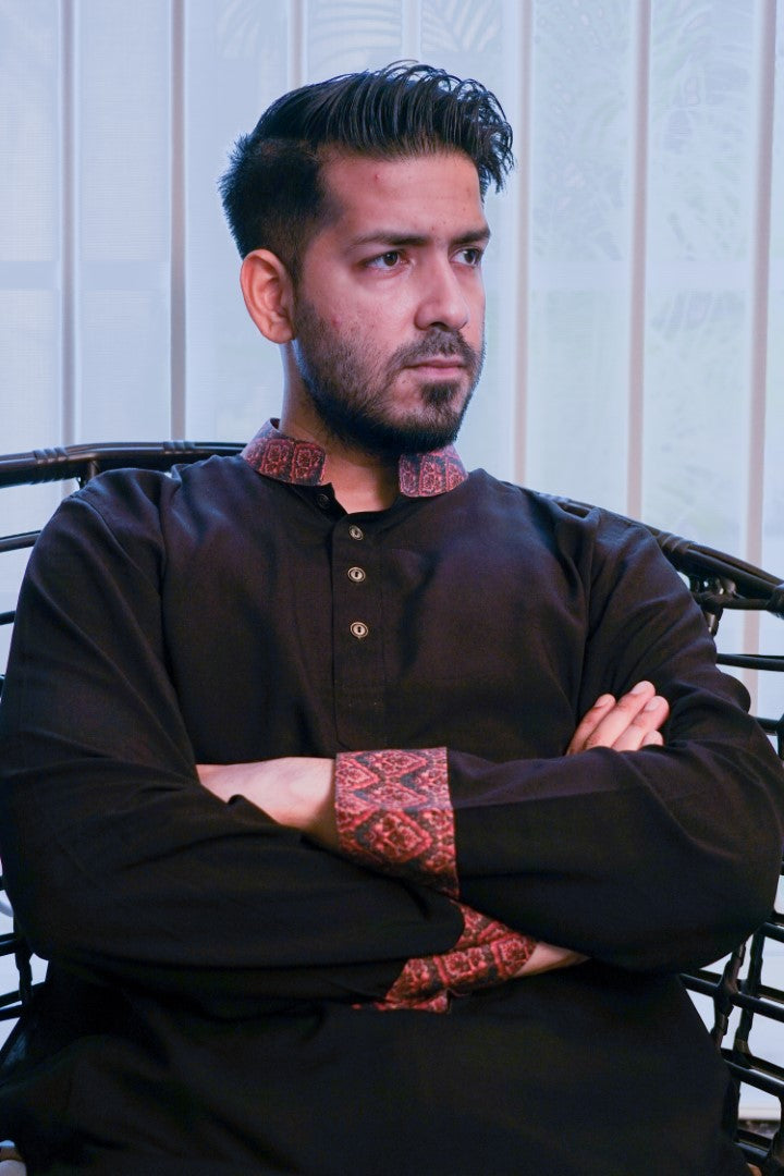 Obsidian Black Mughal Punjabi - Bosphorus Fashion Ltd.