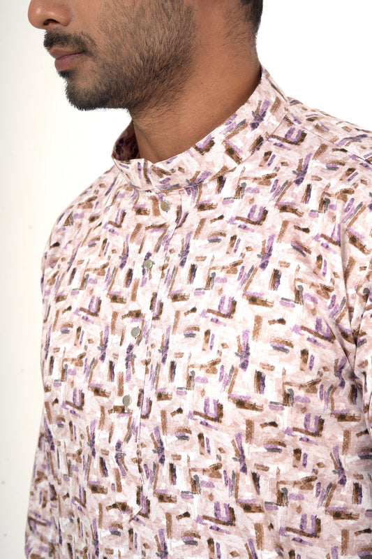 Lavender Colour Blocks Kurta - Bosphorus Fashion Ltd.