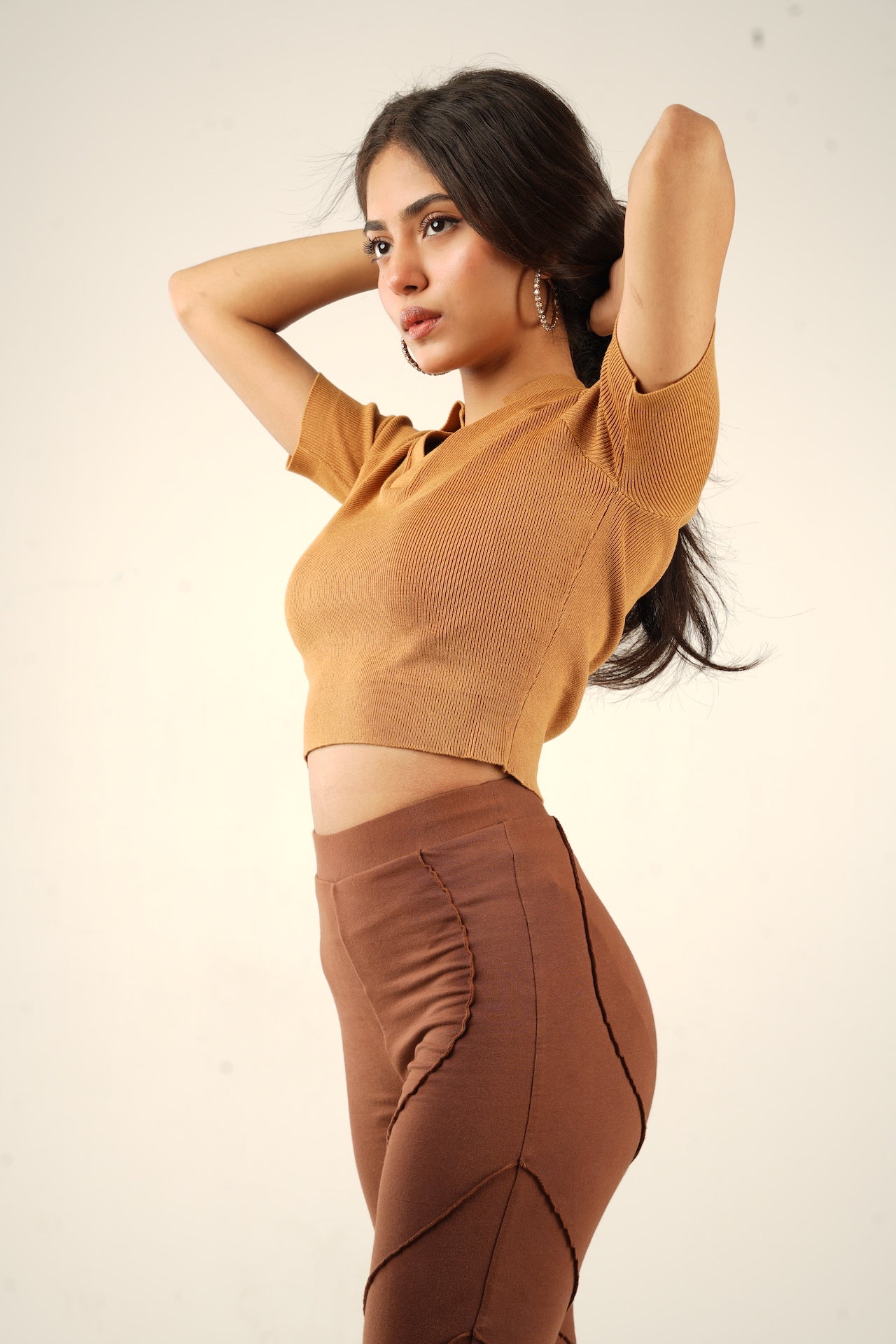 Caramel Knit Cropped Polo - Bosphorus Fashion Ltd.