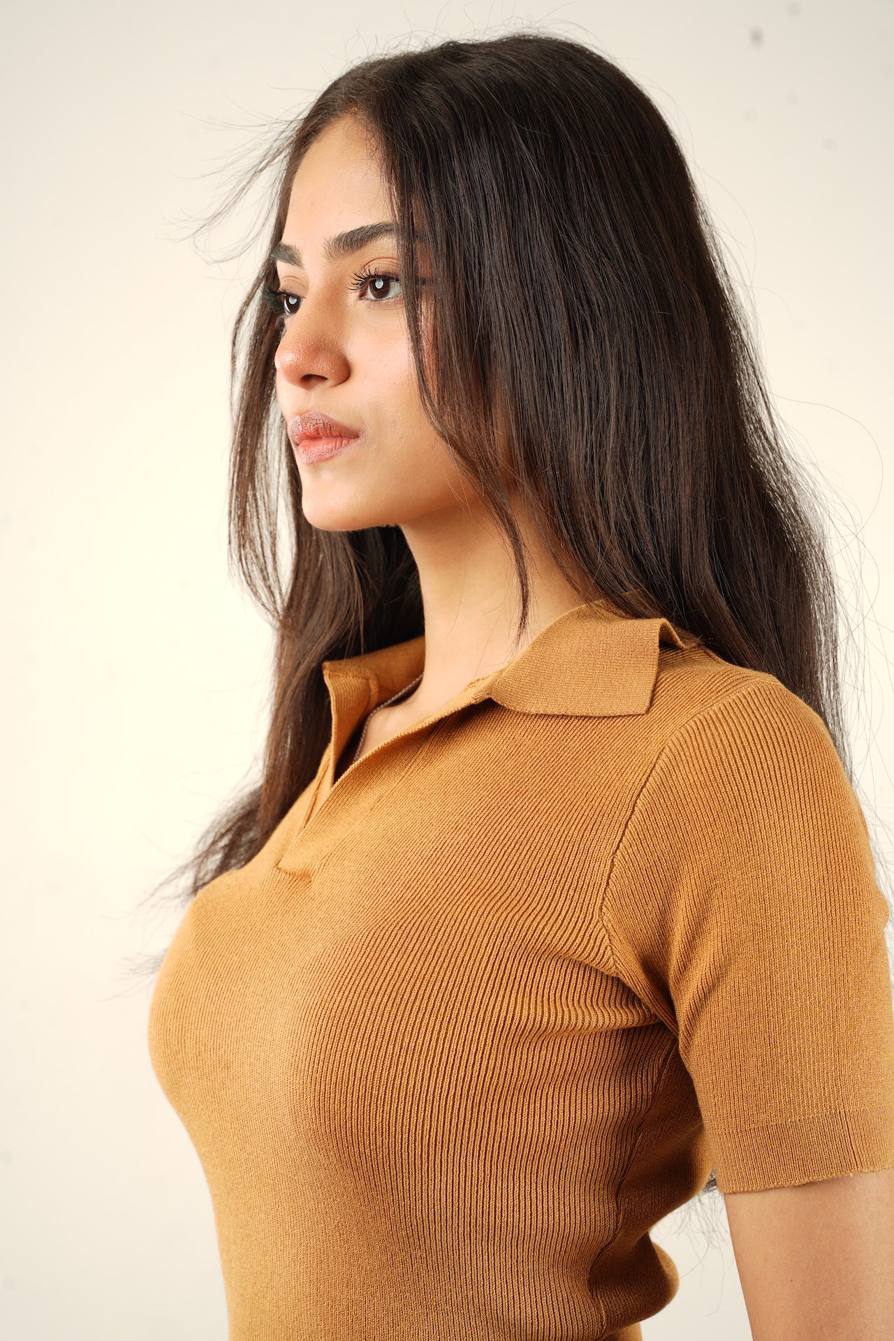 Caramel Knit Cropped Polo - Bosphorus Fashion Ltd.