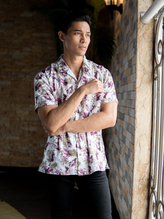 Violet Floral Print Shirt - Bosphorus Fashion