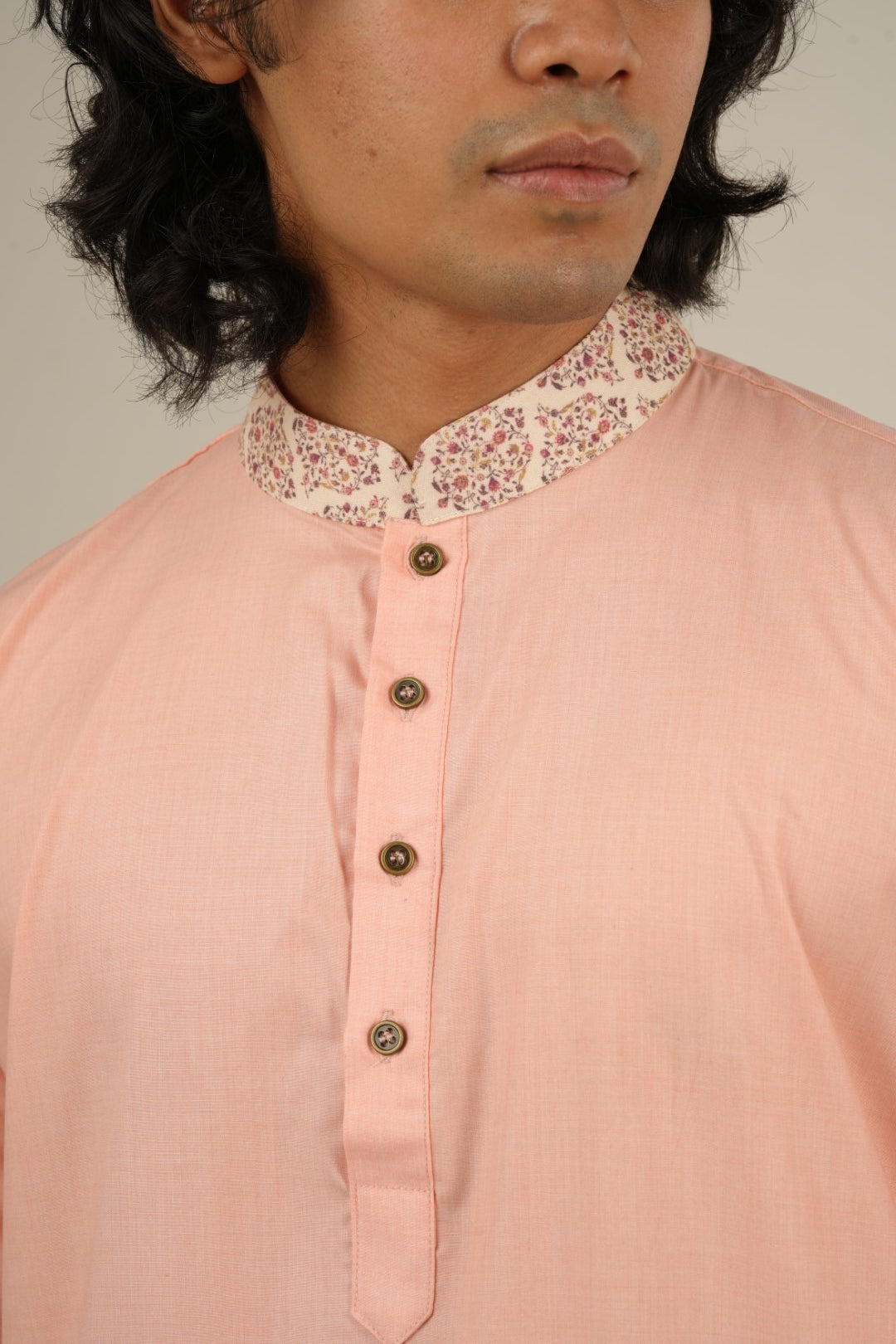 Zayen Mughal Kurta in Pale Peach - Bosphorus Fashion Ltd.