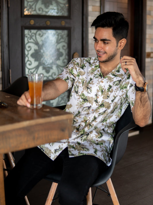 Green Floral Print Shirt - Bosphorus Fashion