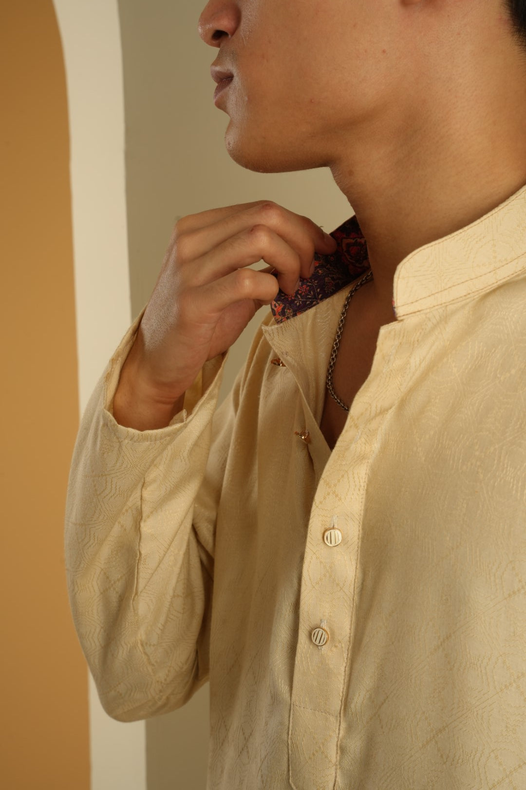 Shahenshah Ivory Jacquard Kurta - Bosphorus Fashion Ltd.