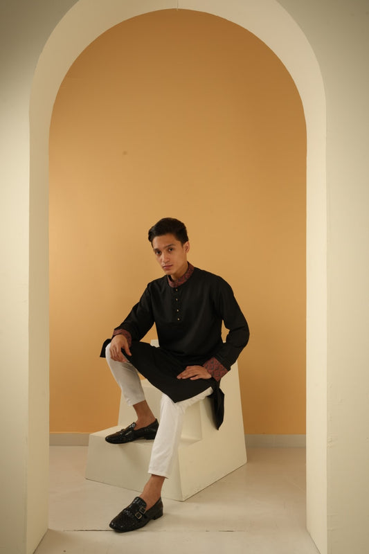 Obsidian Black Mughal Punjabi - Bosphorus Fashion Ltd.