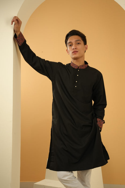 Obsidian Black Mughal Punjabi - Bosphorus Fashion Ltd.