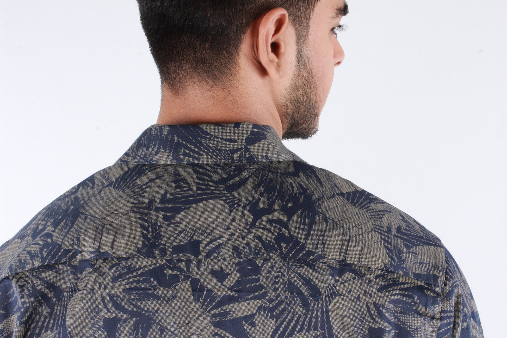 Blue Leafy Printed Casual Shirt - Bosphorus Fashion