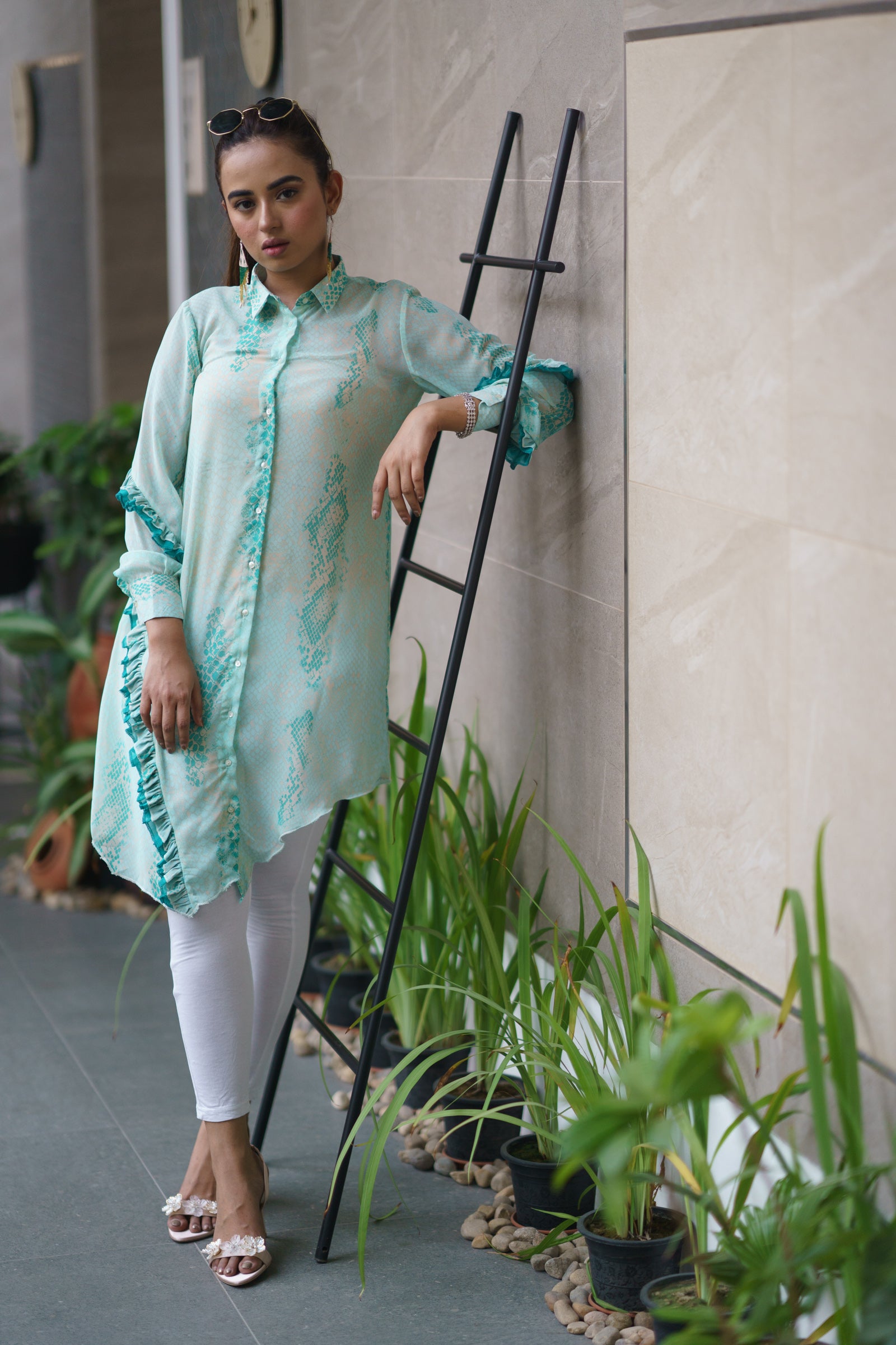 Snake Print Asymmetric Tunic - Bosphorus Fashion