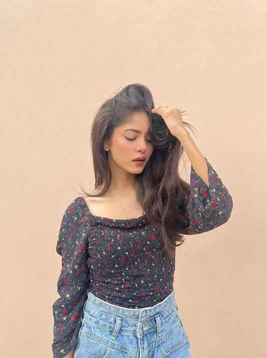 Black Smocked Top - Bosphorus Fashion Ltd.